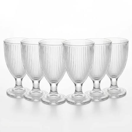 Elegant Ribbed Goblet Glass Set – 6 Pieces