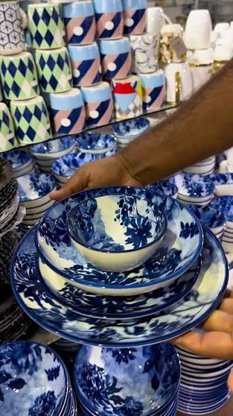 Blue Floral Printed Ceramic Crockery Dinner Set | Elegant Tableware
